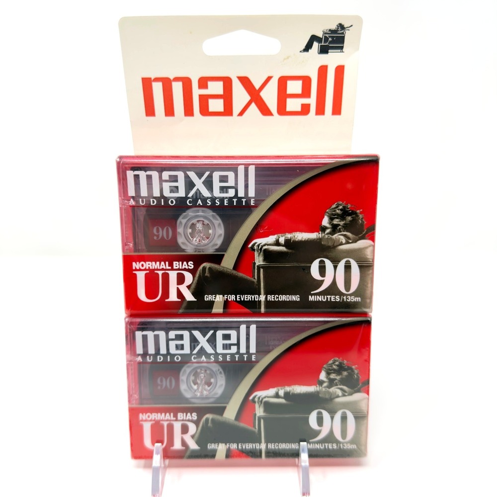 Maxell UR 90 Audio Cassette 2 Pack Normal Bias Type I Sealed Blister Card